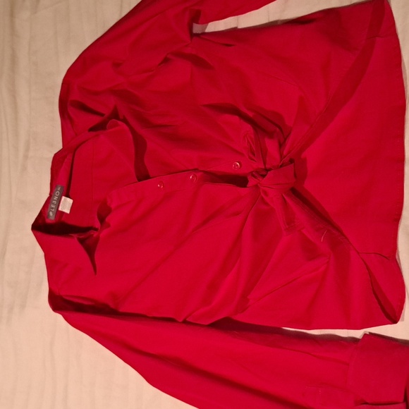 NWOT Red Button Down Blouse with Stretch - Picture 4 of 5